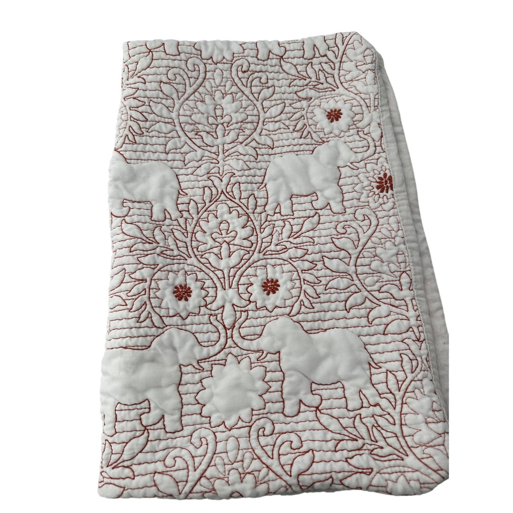 Ink+Ivy Pillow Sham Elephant Floral Quilted Standard White Boho‎ Nursery Decor
